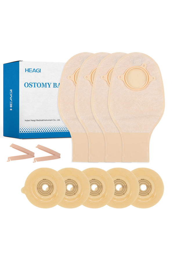 HEAGI Ostomy Supplies, Two-Piece Convex Colostomy Bags Ostomy Pouch with Clamp