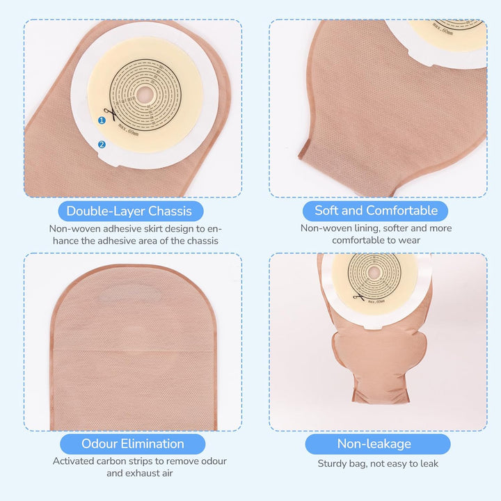 HEAGI Colostomy Bags One Piece Ostomy Bag Drainable Pouch with Closure Stoma Care Supplies - HEAGI - Colostomy bags Supplies